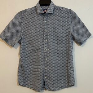 Johnnie-O Hangin’ Out “Chez” VW Surf Van Print Shirt Men’s M Gulf Blue